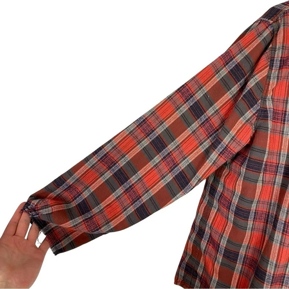Hartel Fred Segal Flannel Shirt Womens Medium Long Sleeve Button Down Top Red - Picture 7 of 13